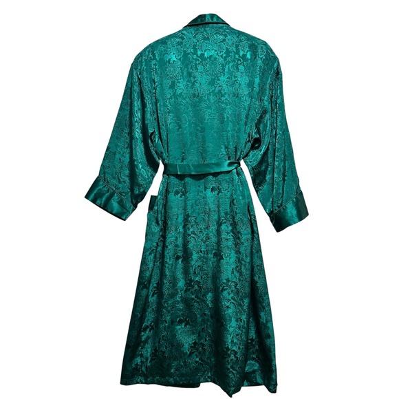 Victoria's Secret Vintage Emerald Green Satin Jacquard Robe Tie M/L - Picture 3 of 4
